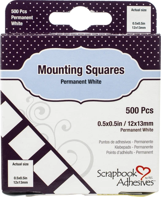 Cuadrados de montaje adhesivos para álbum de recortes 500/paquete permanente, blanco, 0,5""X,5"" -1604