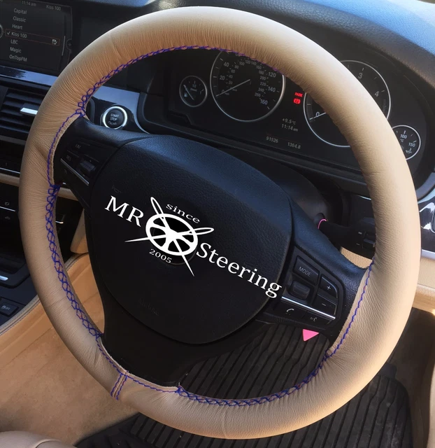 Housse De Volant En Cuir Pour Jaguar X-Type 2001-2009 - Couleur Beige Et Rouge Foncé Double Couture - Facile à Installer
