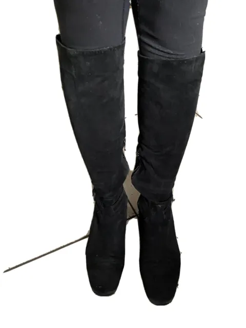 Christian Louboutin Authentic Suede Leather Riding Knee High Flat Boots 37 $1400