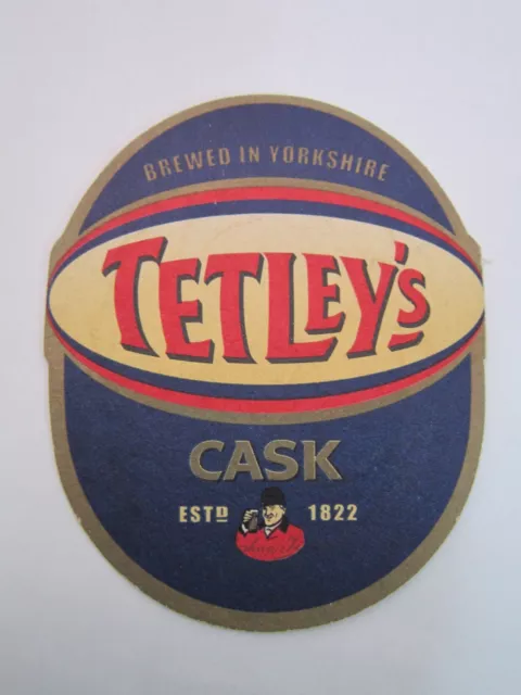 Beer Bar Mat Coaster ~ TETLEY'S Cask ~ Brewed in Yourkshire, ENGLAND Since 1822