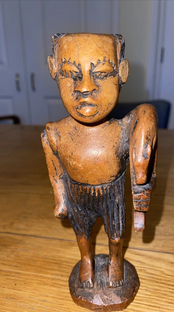 Sculpture En Bois Sculpté Art Tribal Vintage - 25 X 6 X 5 Pouces - Artisanat Indien