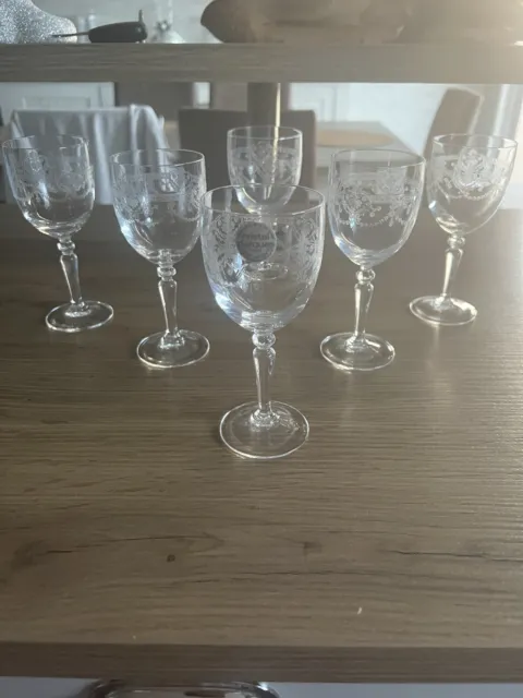 6 verres à vin blanc porto  en cristal d'Arques modèle dampierre H 14,5 cm