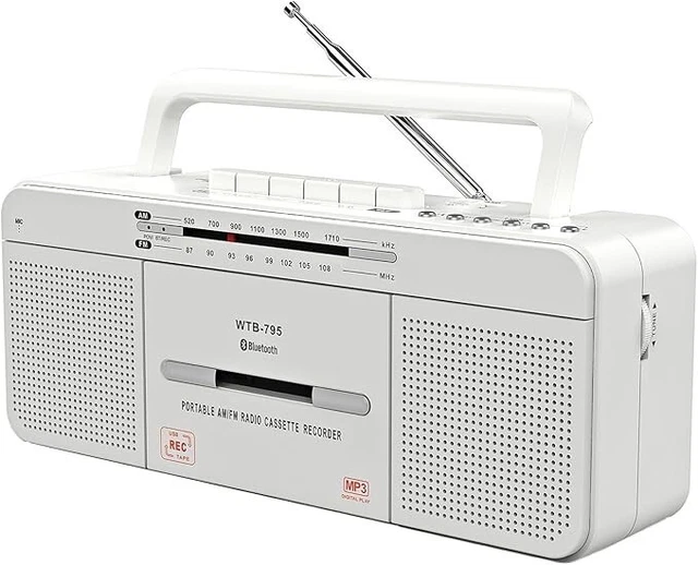 Lettore Cassette Retro Con Radio AM/FM – Portatile, Cuffie E Microfono Integrato, Alimentazione USB/batterie - 4