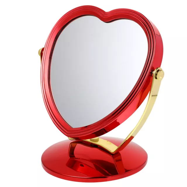 Red Double Sided Vanity Mirror: Adjustable Table Mirror for Girls