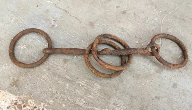 Vintage Old Primitive Unique Hand Carved Mughal Iron Horse Bridle Bit I308