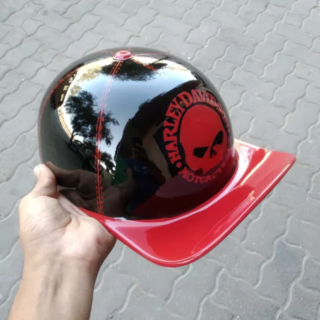 Custom Motorcycle Helmet Baseball Cap Style fiberglass Red & black free shipping
