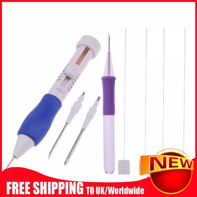 Punch Needle Set 3 Needles 2 Threaders Craft Tool for Embroidery DIY Sewing