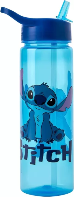 Lilo & Stitch Blue Water Bottle with Straw Reusable Kids 600ml PP blue