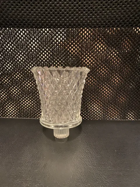 Vintage HOMCO HOME INTERIOR Clear Glass Diamond Cut Votive Cup 3.4 Inches Tall