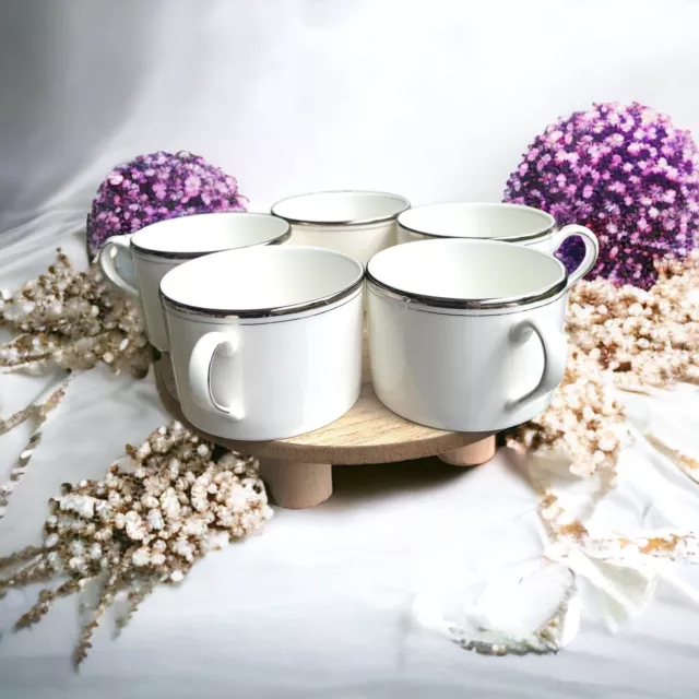 Coffee Tea kate spade New York Lenox Library Lane Platinum Cup Set Of 5 White