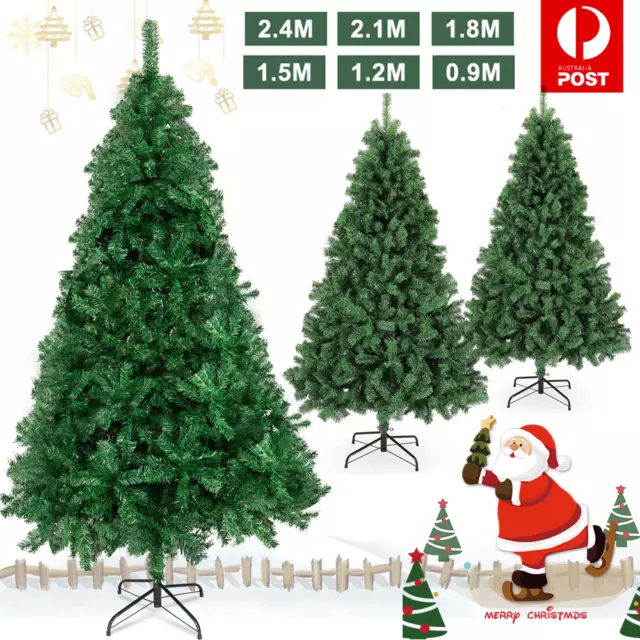 Green Christmas Tree 2/3/4/5/6/7/8FT Fluffy Tips Metal Stand Easy Assemble Xmas