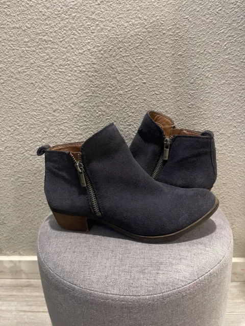 Lucky Brand Womens Size 6M Blue Suede Zip Ankle Fashion Boots Bootie