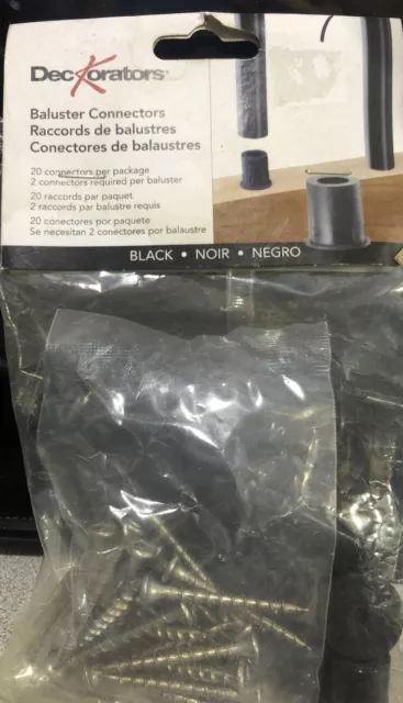 DECKORATORS Baluster Connectors W/Screws Black #74815 20 Pack