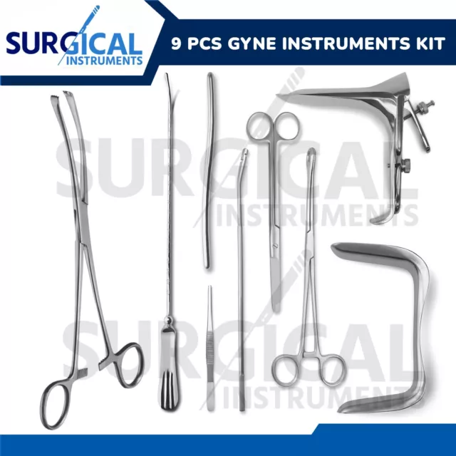 9 Pcs Gynecology Surgical Instruments Set Kit Forceps Speculum Sounds German GR