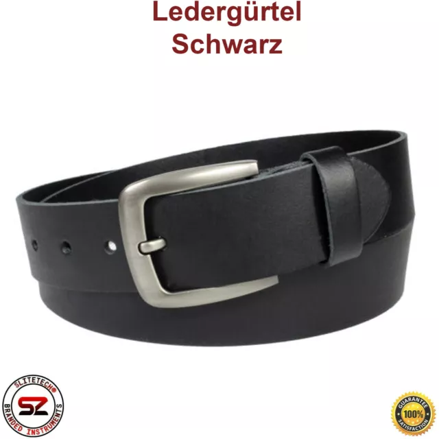 Echt Leder Gürtel 100% Ledergürtel schwarz Jeansgürtel Herren Damen Schnalle 4cm