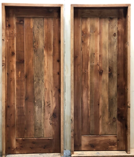 2~Rustic reclaimed solid old growth lumber Doug Fir wine room door pre hung