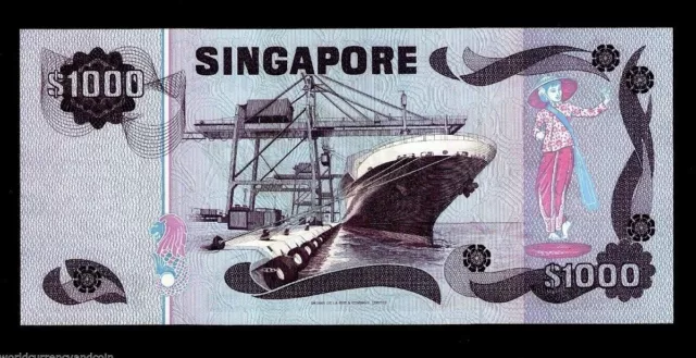 SINGAPORE 1000 1,000 DOLLARS P-16 1978 Rare BIRD SERIES AUNC SHIP LARGE BANKNOTE 2
