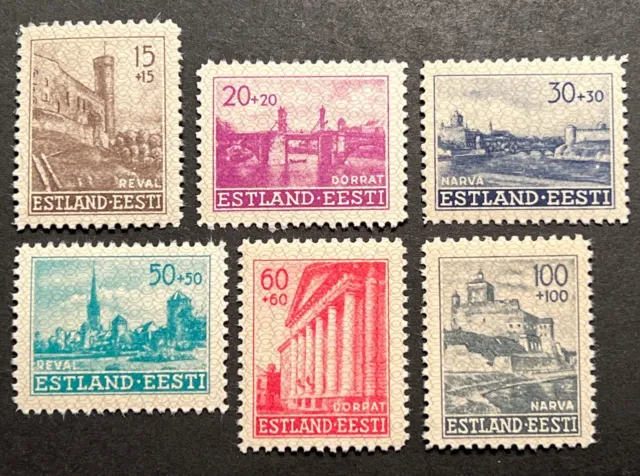 Travelstamps: Estonia Stamps WWII German Occupation 1941 Mi #4-9 Mint MNH OG