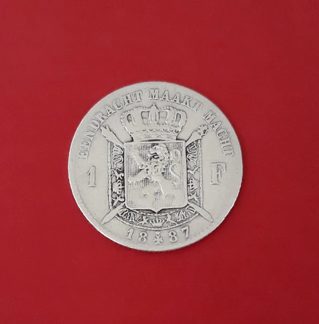 1 FRANC 1887 Argent BELGIQUE / BELGIUM Léopold II Koning Der Belgen .2