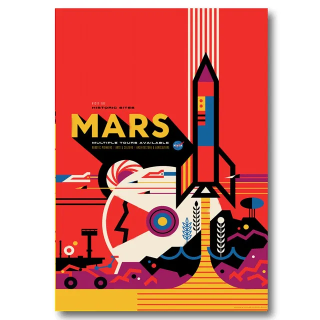 NASA The Grand Tour Mars 1970s Poster Artwork Printed on Sheet Metal