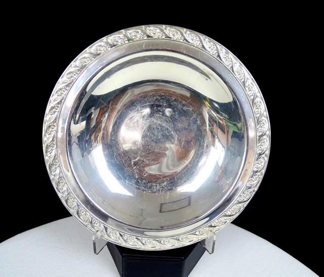 Wm Rogers & Son #2048 Vintage Silver Plate Spring Flowers 7 1/8" Serving Dish