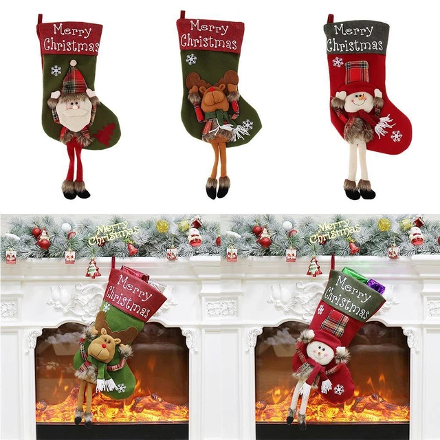 Chaussettes de noël, sac cadeau de bonbons, ornement suspendu pour arbre de