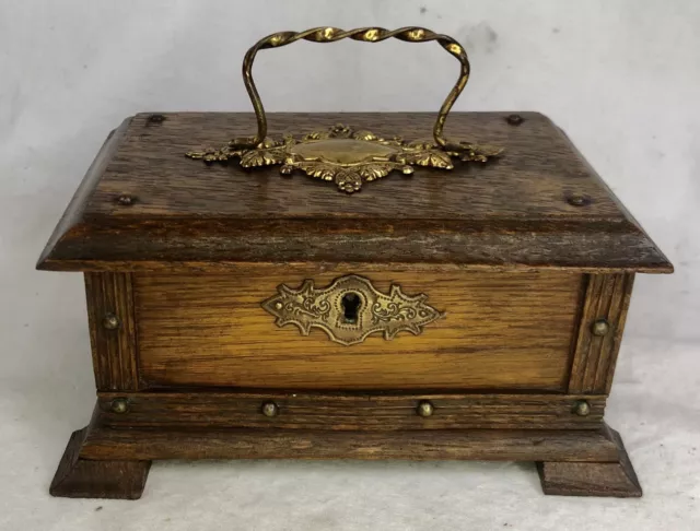 Baratija De Madera Antigua, Caja De Joyas, Francesa, Cofre, Roble