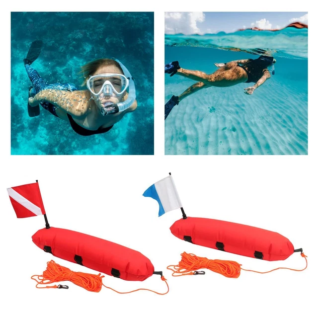 Gonflable Flotteur Bouée de Plongée sous-marine et Plongée Drapeau Corde