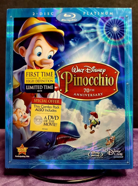 Pinocchio (Blu-ray+DVD, 2009, 3-Disc Set, 70th Anniversary Platinum Edition)