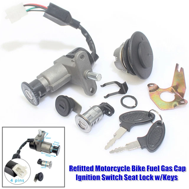 MODIFIED MOTORCYCLE SCOOTER Bike Fuel Gas Cap Ignition Switch Seat Lock