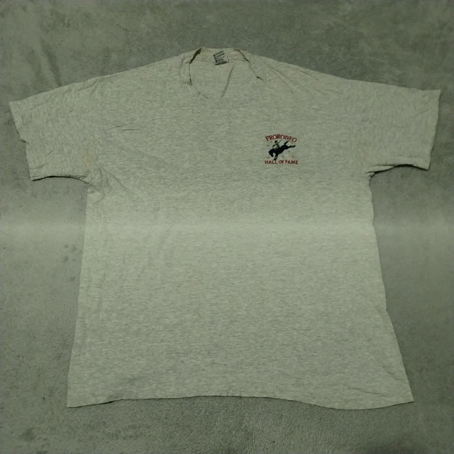 ANVIL T SHIRT Men XL Grey ProRodeo Hall of Fame Embroidered Cowboy