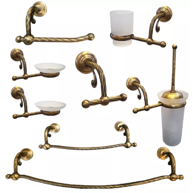 Set Zubehör Badezimmer Stil Klassisch 8 Stück Messing Bronze Efey