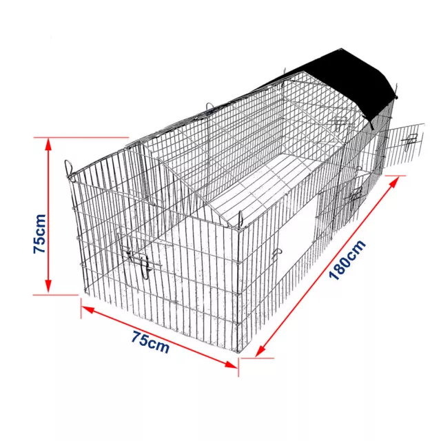 1.8m Pet Rabbit Run Play Pen Guinea Pig Playpen Chicken Puppy Cage Hutch UKDC.. 2