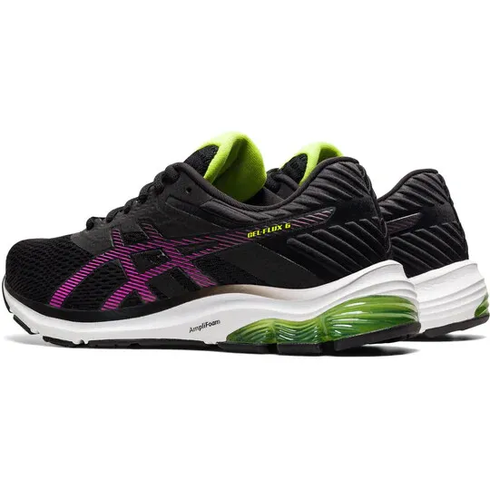 Asics Gel Running Shoes Womens Flux 6 Neutral Ladies Run Gym Trainers Black