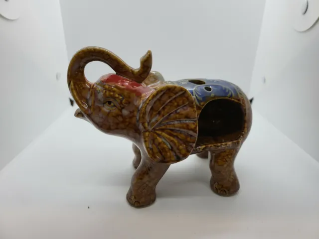 Indian Brown Elephant Statue With Tea Light Belly Large Statue Decore Ornament