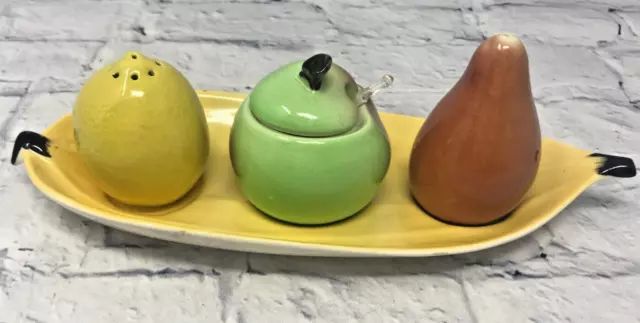 Carlton Ware Cruet Set 3  Fruit on Banana Tray (MM112G)