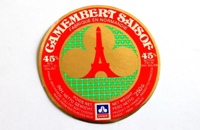 Ancienne Etiquette Boite Fromage - Camembert De Normandie: Saisof - Cheese Label