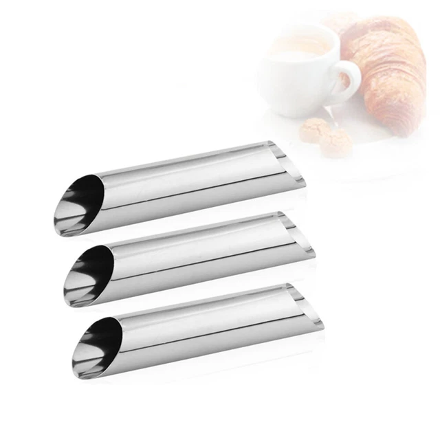 6 piezas moldes de cuerno de crema tubos cannoli de acero inoxidable croissant utensilios para hornear pasteles