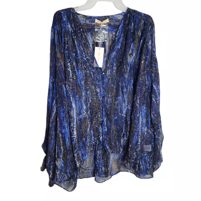 ANTHROPOLOGIE Love Sam Silk Blouse Small S Long Sleeve Shirt New