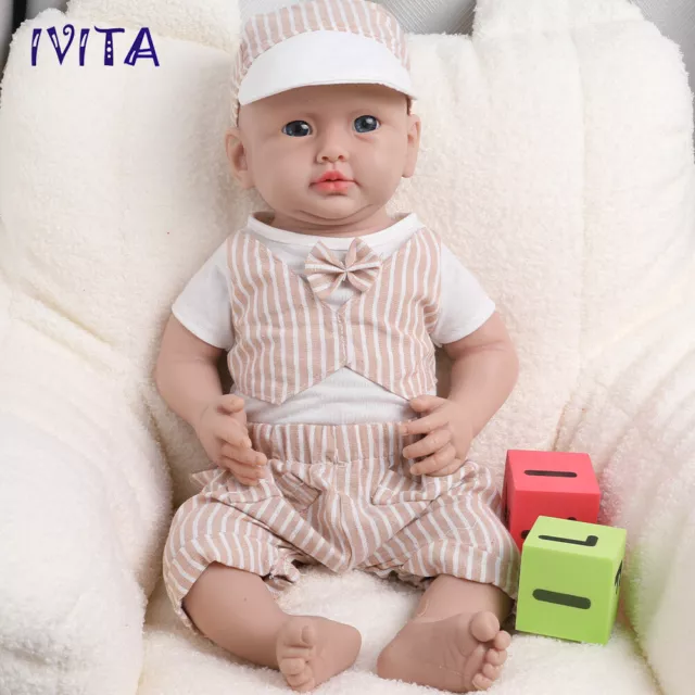 IVITA 20" Lifelike Reborn Baby Doll Boy Newborn Full Body Silicone Real Touch