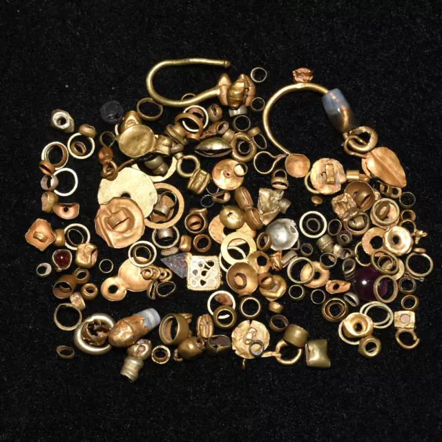 Genuine Ancient Roman & Greek Gold Bead & Ornament Lot C. 300 BC-1st Century AD