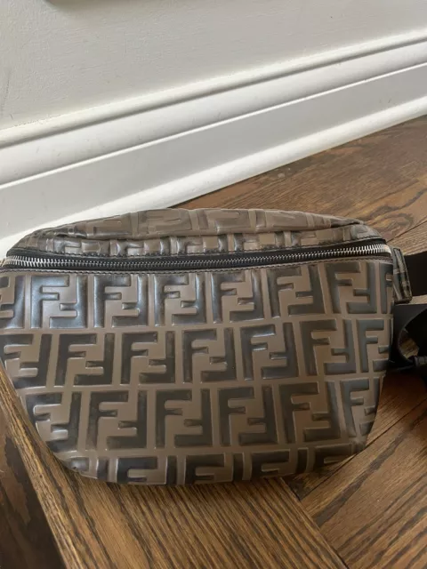 FENDI Zucca Used Belt Bag Crossbody Brown Canvas Nylon Italy Vintage #AH651  S