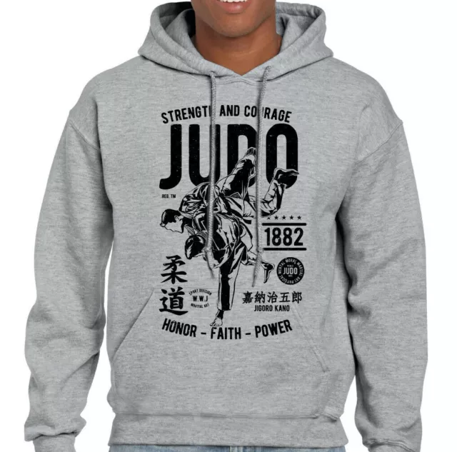 Judo Strength & Courage Mens Martial Arts Hoodie MMA Training Top