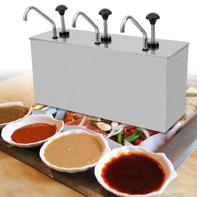 Edelstahl Pump Soßenspender DispenserSaucenspender Behälter Ketchup Spender