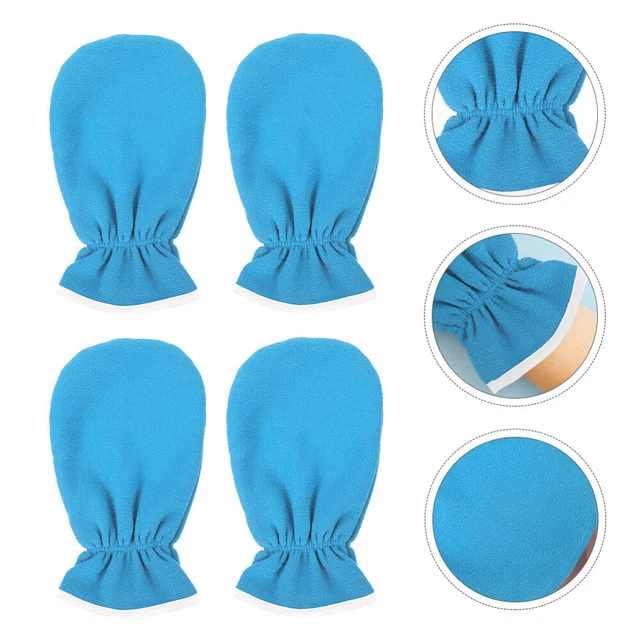 2 paia guanti da bagno in cera paraffina apertura elastica blu