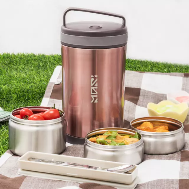 Bento Lunch Box Insulated Stainless Steel Cutlery Thermal Bag Food Container