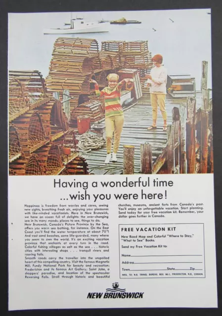 1966 Vintage New Brunswick Travel Tourism Magazine Print Advertisement Ad ABX1