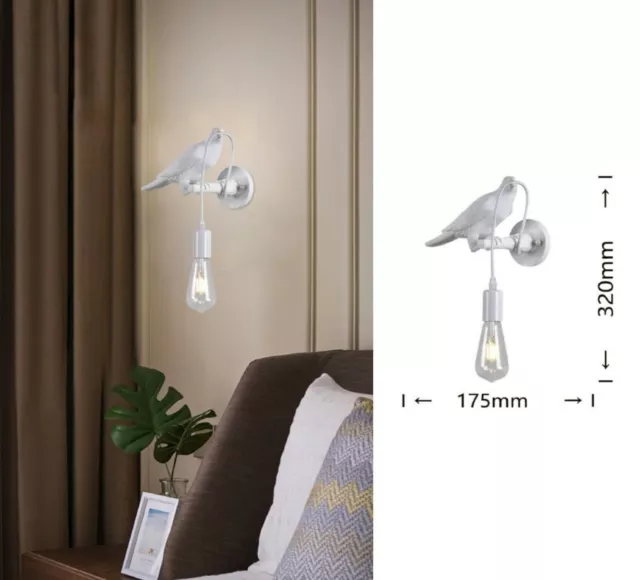 Applique da parete uccellino led E27 design moderno bianco lampada decorativa
