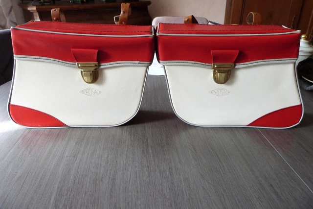 Sacoches Vintage Pour Vélo, Mobylette Ou Solex - Bleu Marine Et Grise, Super Look Rétro