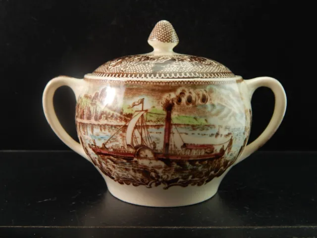 JOHNSON BROS Tazón de Azúcar Semillas Porcelana Historic América On The Hudson